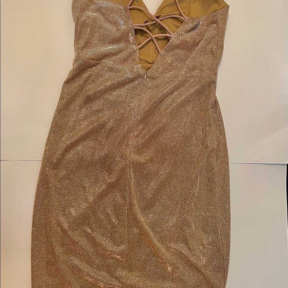 Mindcode Gold Sparkly Mini Dress - Picture 6 of 6